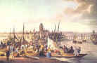 A lively scene an the river banks in 1810